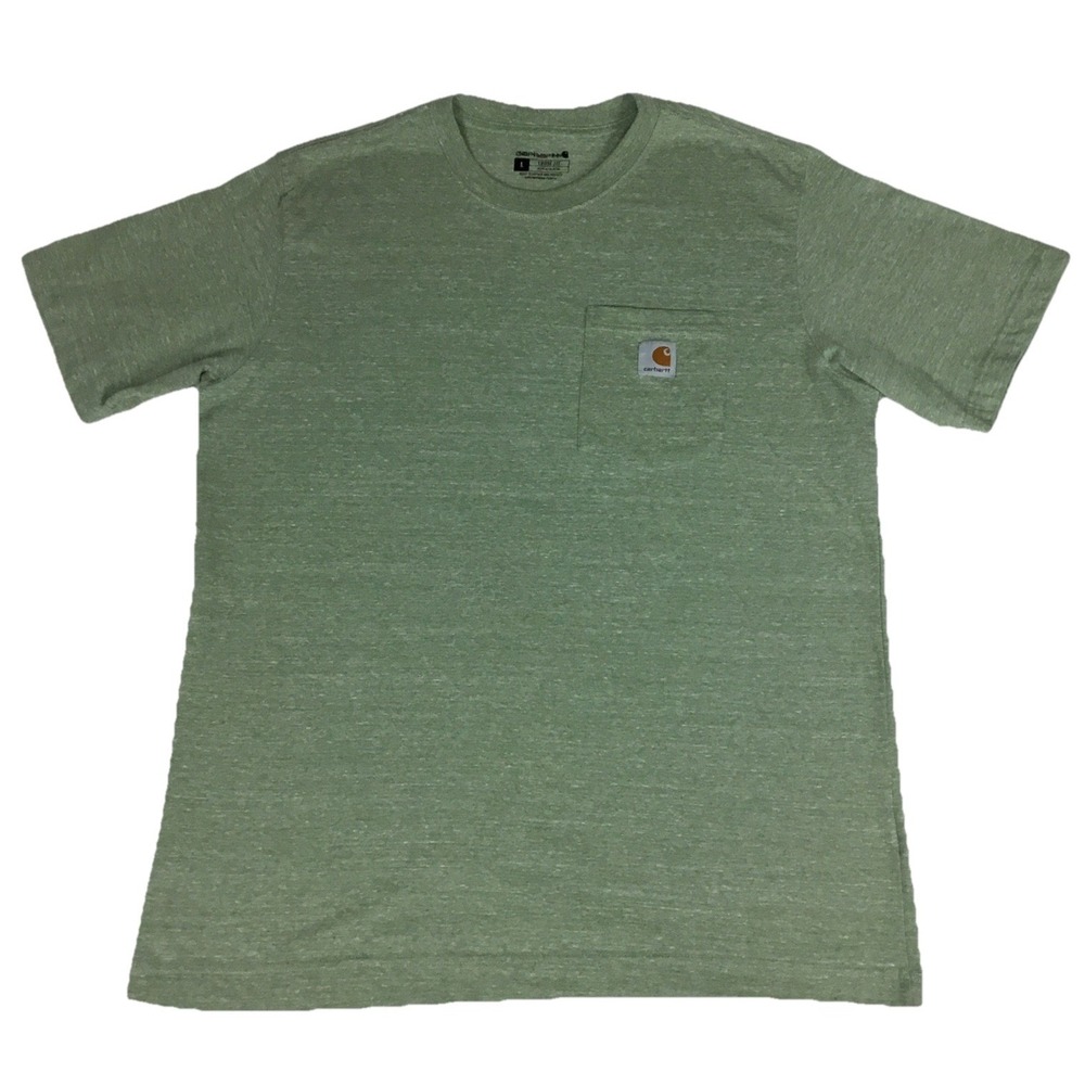 Carhartt Mens Loose Fit Pocket T-Shirt Large Heather Green Short Sleeve Cotton